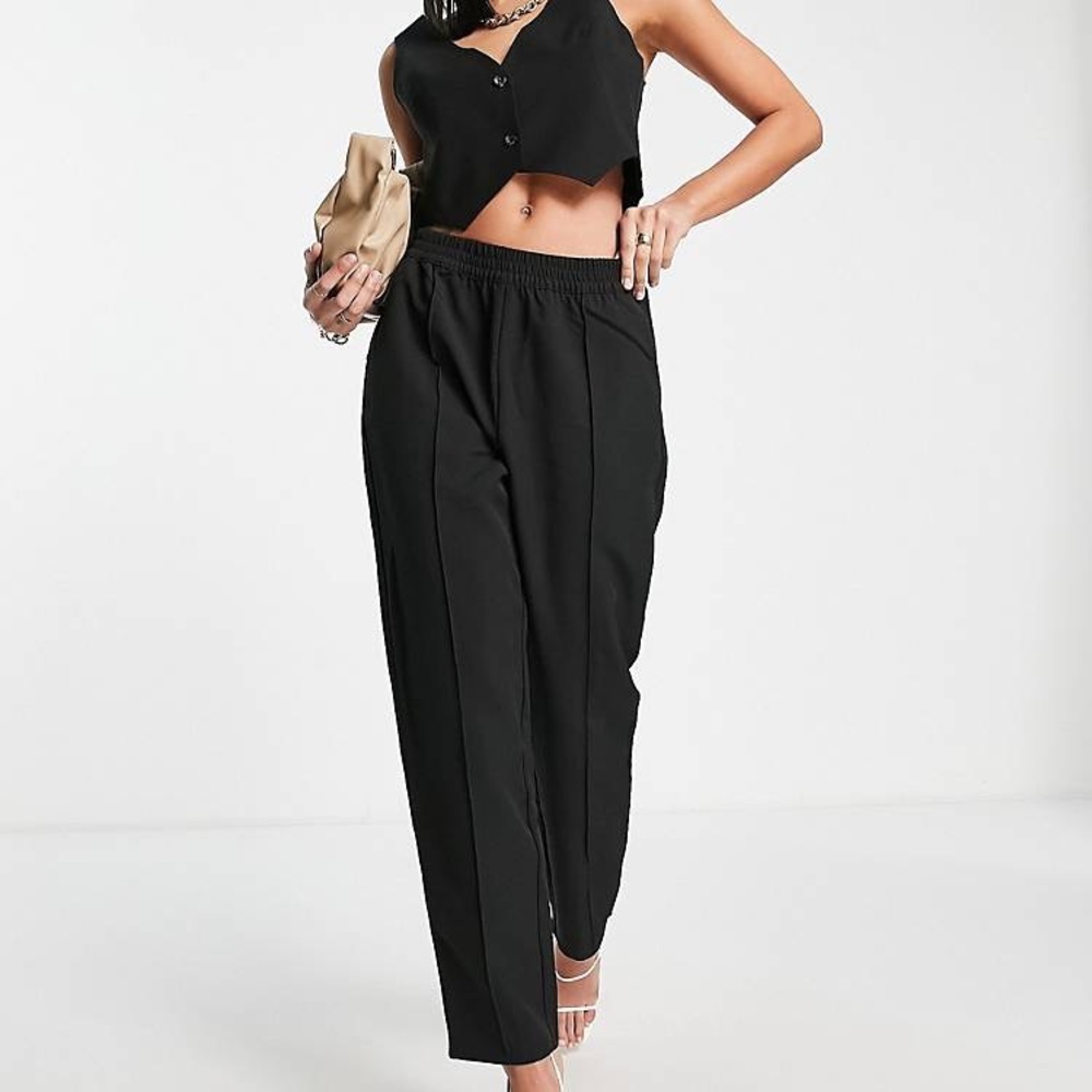 NA-KD pull on smart pants in black size 34